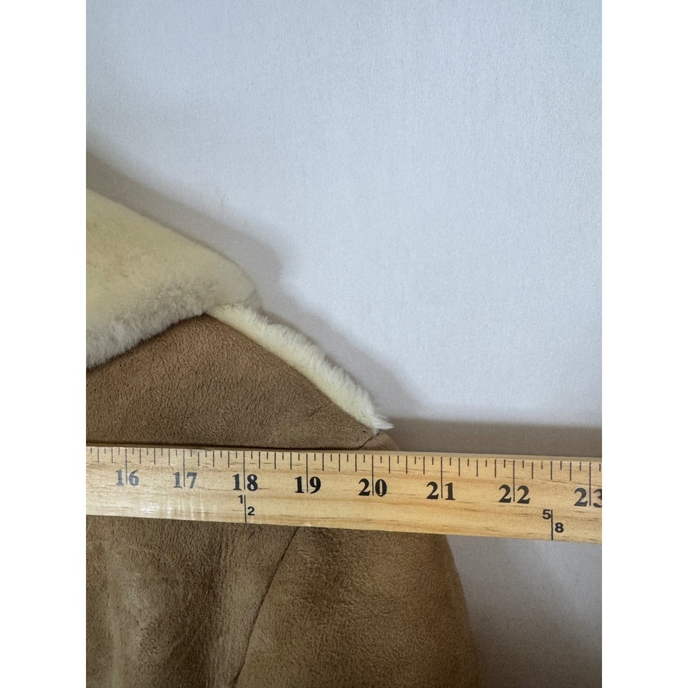 Vintage Tan Shearling Sheepskin Leather Suede Coat Women XL/2XL Men L - Picture 15 of 16